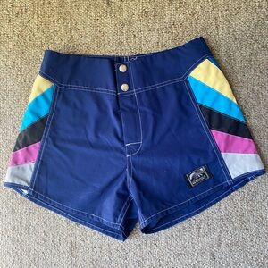 Colorful Retro Board Shorts with Button Detail